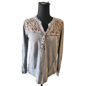 Lucky & Coco Gray Embroidered  Aztec Pattern Size M  Boho Western Casual Y2K 90s